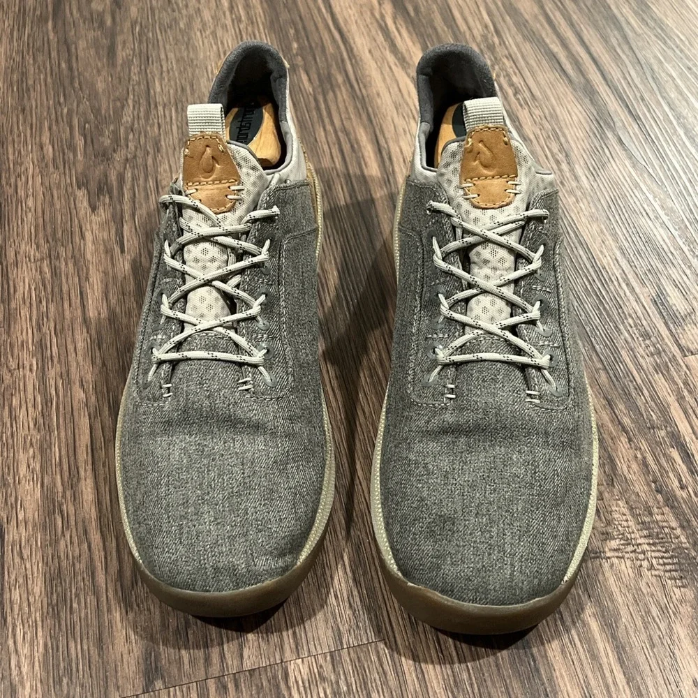 OluKai Nanea Li Weather Resistant Canvas Sneakers Shoes Grey Brown Mens Size 14